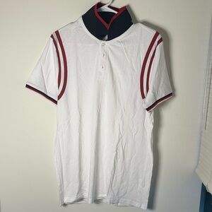 Fashion Nova White Polo with Red and Black Accents
